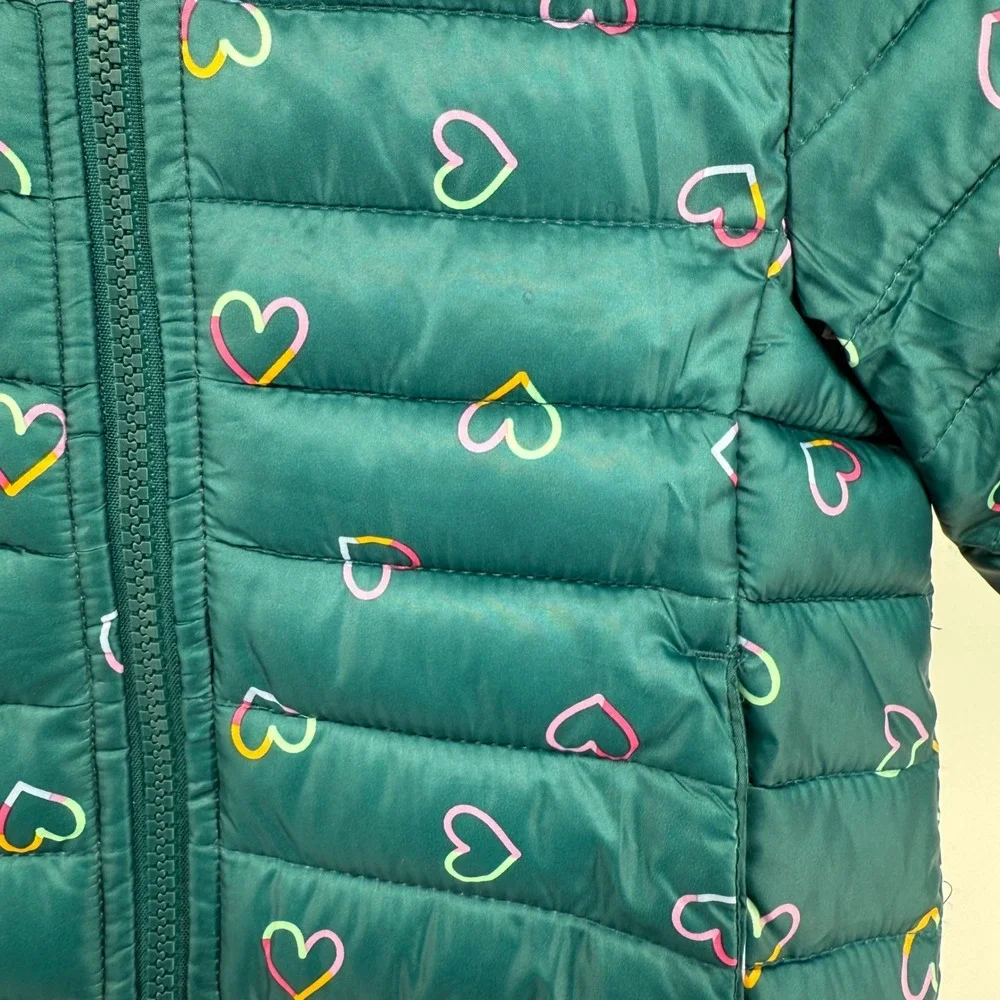 Jumping Beans Girls Teal Heart Puffer‎ Hooded Jacket 12 Months